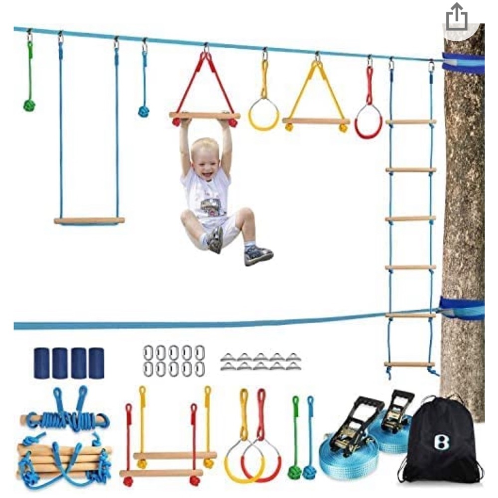 Suncity Slackline Warrior Obstacle Course kit for kids 37pcs